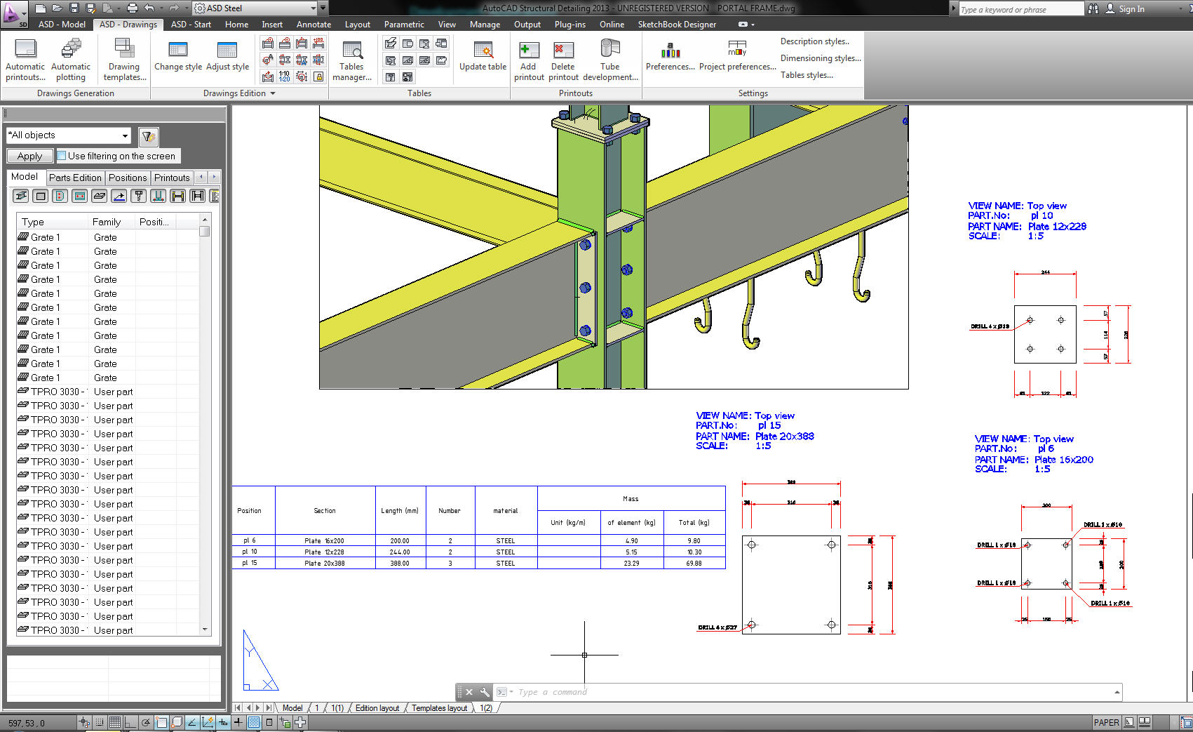autocad drawing details of steel structure